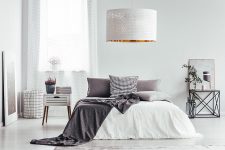 bedroom with bed with gray pillows el paso tx
